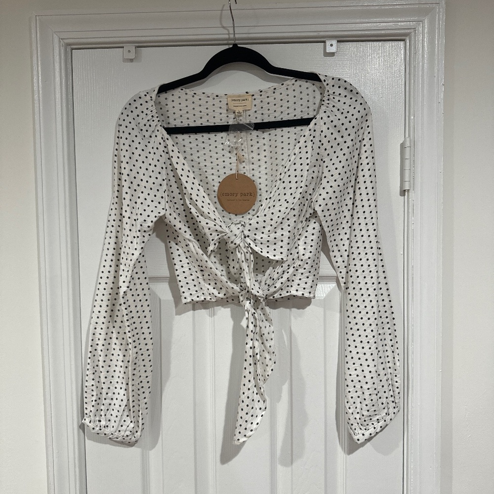 Cropped Tie Front Shirt